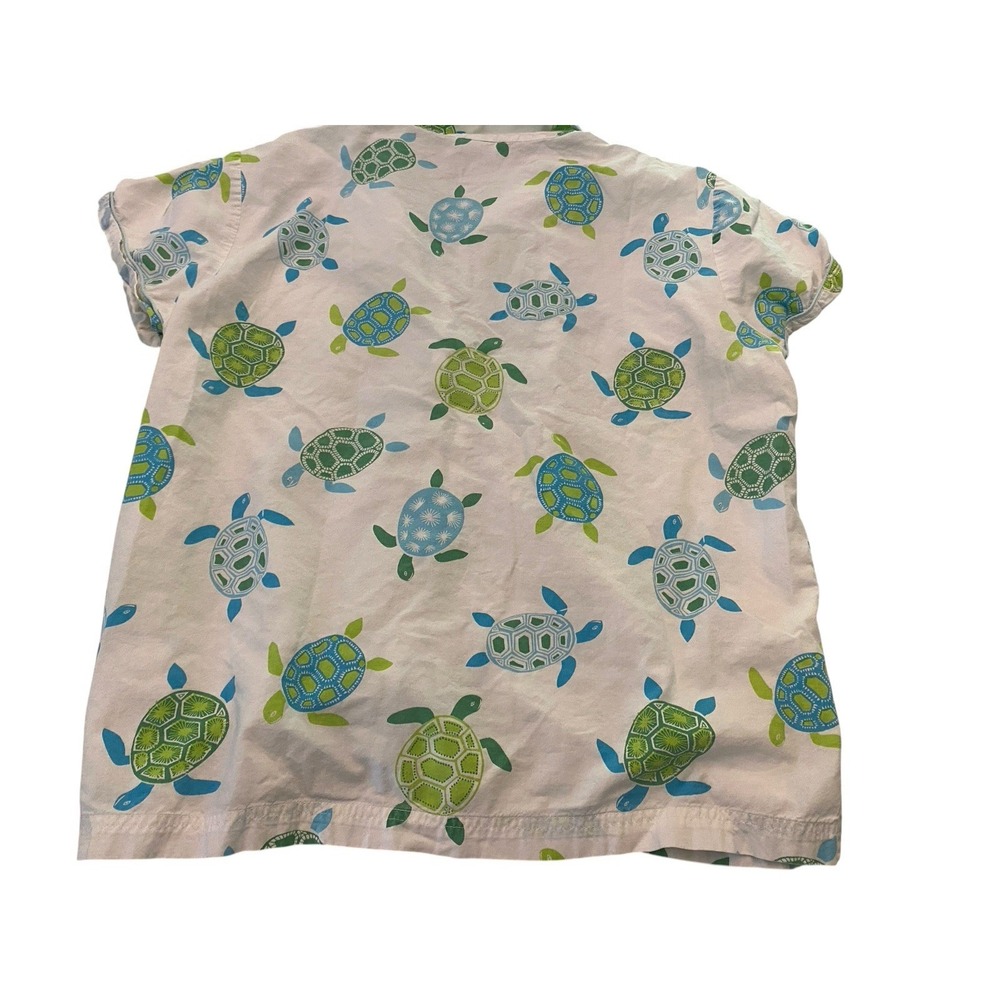 The Company Store Womens Large Pajama Short Set 100% Cotton Sea Turtle Button - Picture 9 of 11